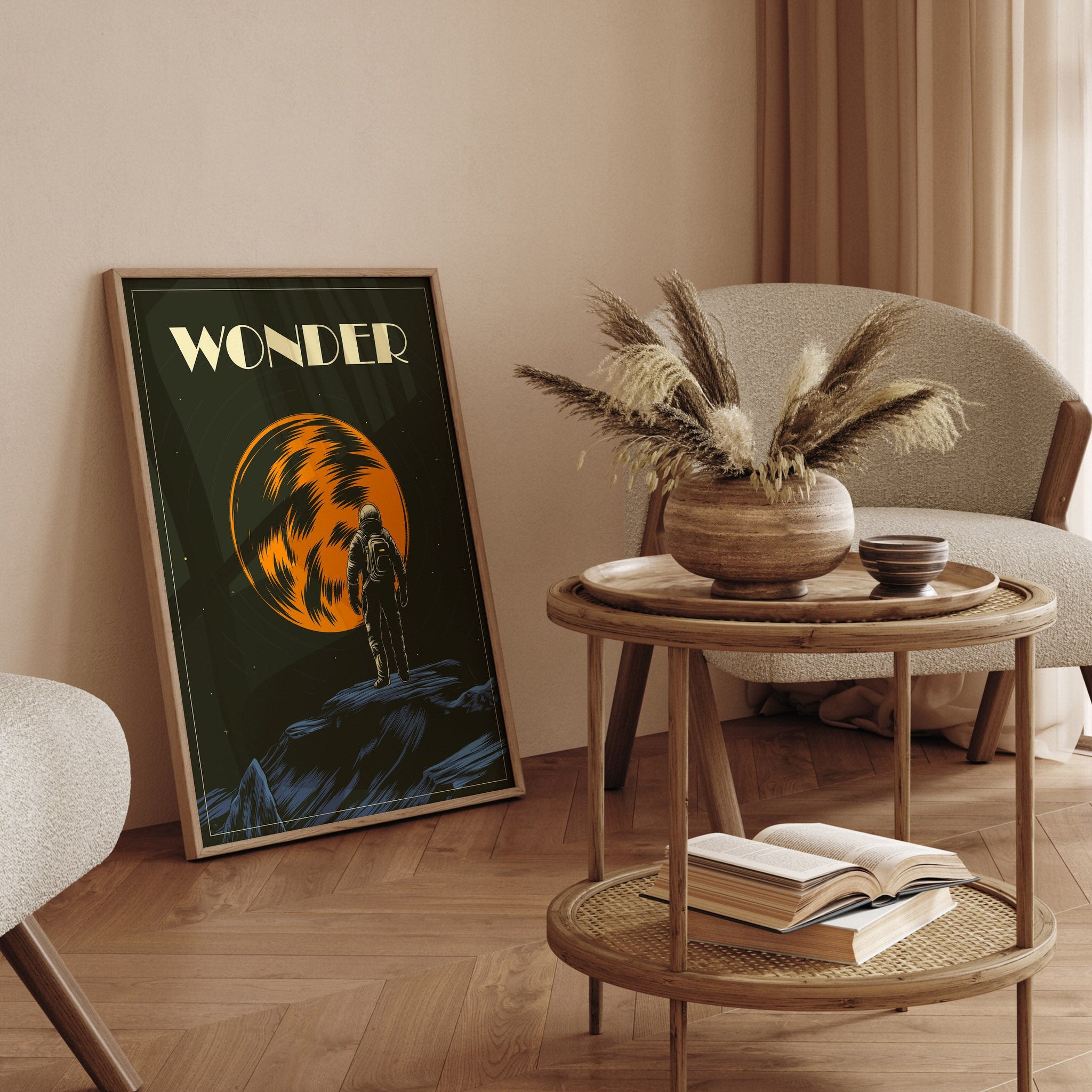 Inspirational wall art with Wonder space exploration theme